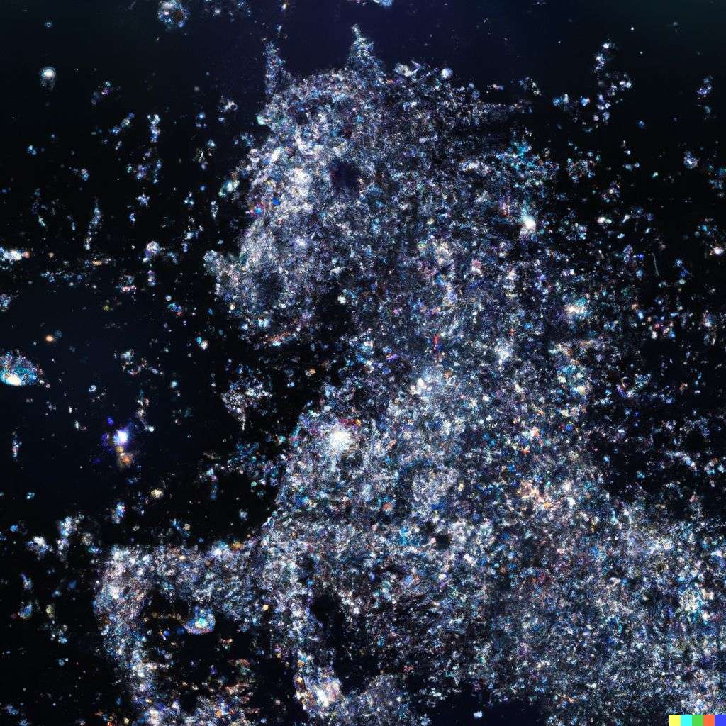 a horse, covered in exploding crystals